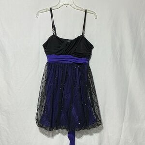 BCX Elegant Black Glitter & Purple Homecoming Prom Formal Dress Sz L